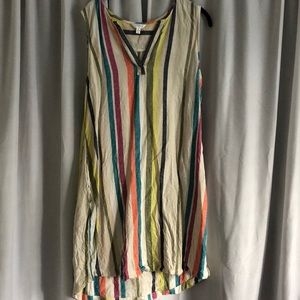 Striped sleeveless cotton dress